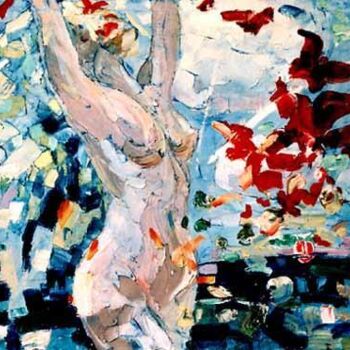 Pintura intitulada "Red Butterflies" por Sergej Jakovlev, Obras de arte originais