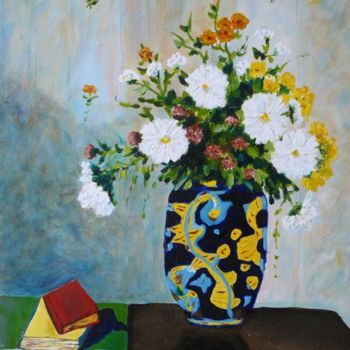 Peinture intitulée "Bouquet de fleurs,…" par Mog, Œuvre d'art originale, Huile