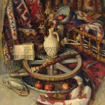 Painting titled "Still-life with a l…" by Meruzhan Khachatryan, Original Artwork, Oil