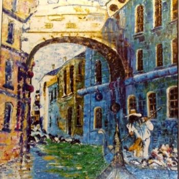 Peinture intitulée "B17 . Le pont des s…" par Lucien Dufour, Œuvre d'art originale, Huile Monté sur Châssis en bois