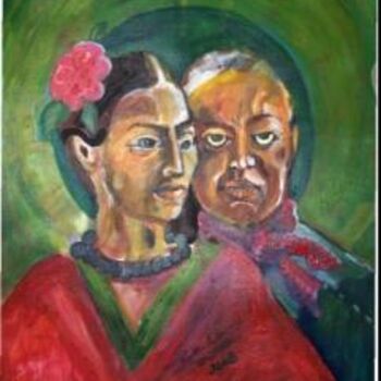 Painting titled "Frida and Diego Riv…" by Chicana Artist.... Ruth Olivar Millan, Original Artwork, Other