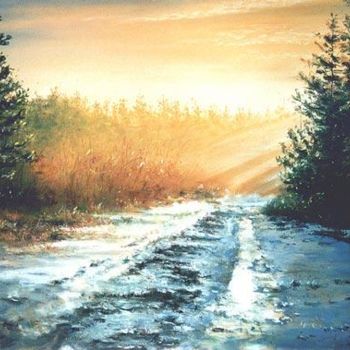Painting titled "Sloppy road about G…" by Swiatecki Marek, Original Artwork, Oil