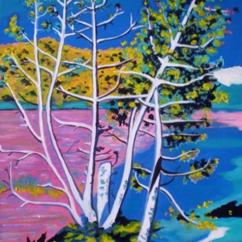 Malerei mit dem Titel "AU BORD DU LAC" von Catherine Wernette, Original-Kunstwerk