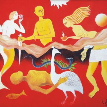 「Peace vs Violence」というタイトルの絵画 Lkによって, オリジナルのアートワーク, オイル
