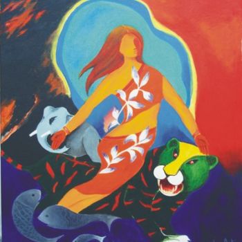「Feminine Power」というタイトルの絵画 Lkによって, オリジナルのアートワーク, オイル