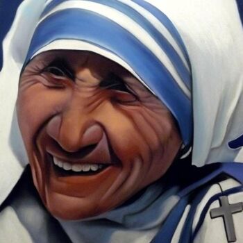 Painting titled "MERE THERESA" by Brigitte Bouron, Original Artwork