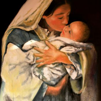 Painting titled "Natività - Maternità" by Gian Piero Trucco, Original Artwork, Oil
