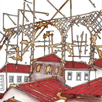 Pintura intitulada "casario" por Mário Fresco, Obras de arte originais, Arquitetura
