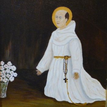 Peinture intitulée "Moine en oraison" par Mog, Œuvre d'art originale, Huile
