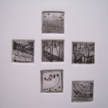 Gravures & estampes intitulée "Chemins de fer" par Hélène Mongin, Œuvre d'art originale, Gravure