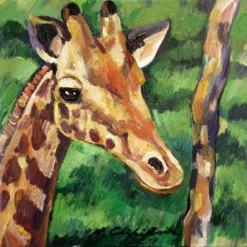 Painting titled "Tête de girafe" by Nathalia Chipilova, Original Artwork, Acrylic