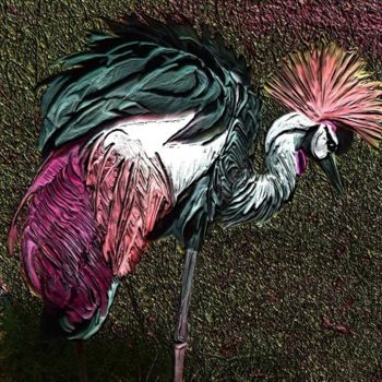 Malerei mit dem Titel "tall bird 2" von Karen Sheltrown, Original-Kunstwerk, Öl