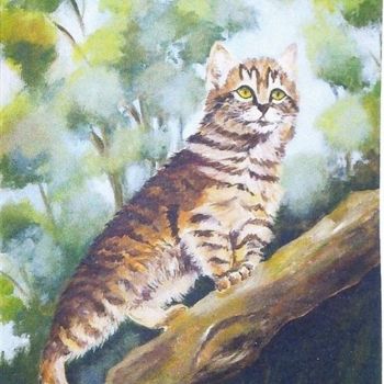 Peinture intitulée "A L'AFFUT" par Jany, Œuvre d'art originale, Huile