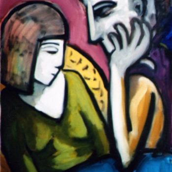 Painting titled "The Talk" by Bradley Owen, Original Artwork, Oil