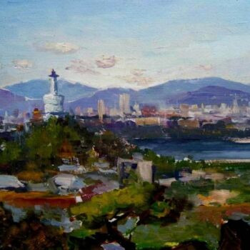Painting titled "油画：北海苍茫" by Yun Yang Wang, Original Artwork, Oil