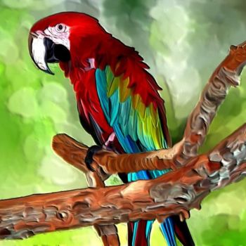 Malarstwo zatytułowany „parrot” autorstwa Karen Sheltrown, Oryginalna praca, Olej
