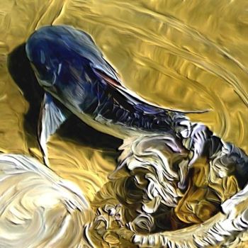 Malerei mit dem Titel "thrashing catfish" von Karen Sheltrown, Original-Kunstwerk, Öl