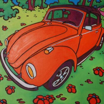 Peinture intitulée "En coccinelle orange" par Gwendoline Pieters, Œuvre d'art originale, Huile