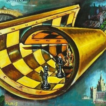 Картина под названием "pawn against queen" - Nina Silaeva, Подлинное произведение искусства, Масло