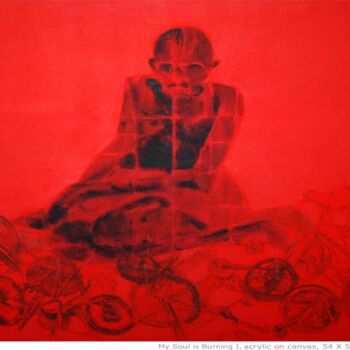 Peinture intitulée "my soul is burning I" par Raj Kumar Mazinder, Œuvre d'art originale