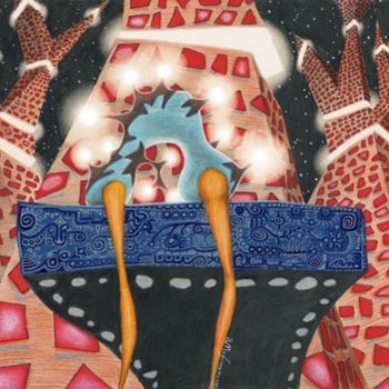 Dessin intitulée "Jaba-city" par Viktor Mazhlekov, Œuvre d'art originale