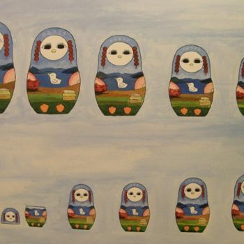Painting titled "Chinese Matryoshka" by Kai-Yu Sun, Original Artwork