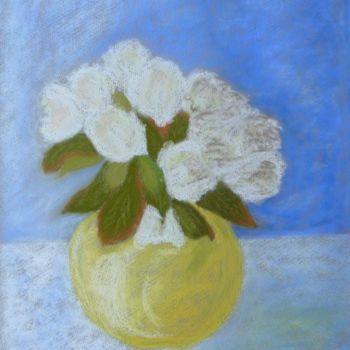 Peinture intitulée "Vase jaune" par Mog, Œuvre d'art originale, Huile