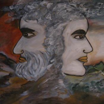 Malerei mit dem Titel "Janus - Vergangenhe…" von Roswitha Förster, Original-Kunstwerk