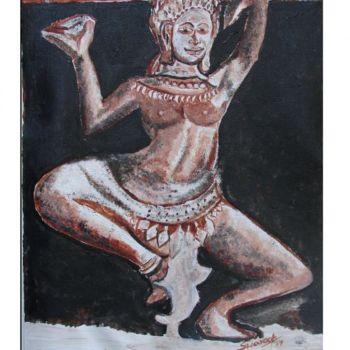 Painting titled "Dancing Apsara 2" by Anandswaroop Manchiraju, Original Artwork, Acrylic