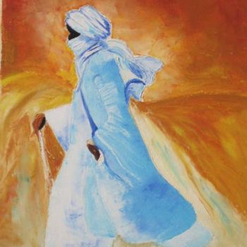 Ζωγραφική με τίτλο "L'homme bleu du dés…" από Josette Bourgeois, Αυθεντικά έργα τέχνης