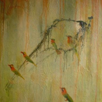 Painting titled "en famille n2" by Monique Copolata, Original Artwork, Acrylic Mounted on Wood Stretcher frame