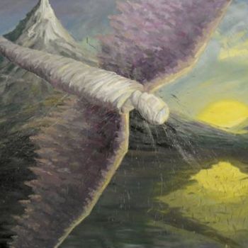 Painting titled "《天使系列-坠落》油画 约210cm.…" by Meng Zhang, Original Artwork, Oil