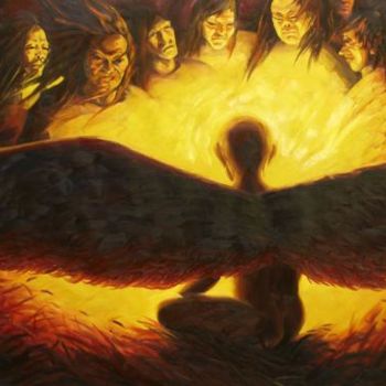Ζωγραφική με τίτλο "《天使系列-光之翼》油画 约210cm…" από Meng Zhang, Αυθεντικά έργα τέχνης, Λάδι