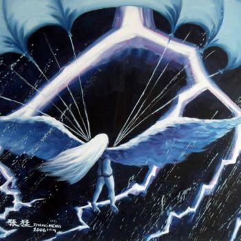 Ζωγραφική με τίτλο "《天使系列-降落伞1》油画 约120c…" από Meng Zhang, Αυθεντικά έργα τέχνης, Λάδι