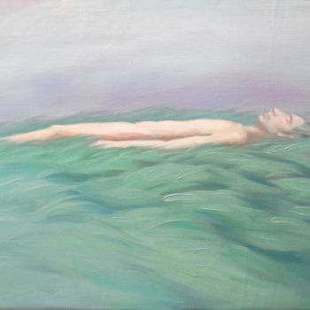 Painting titled "《草地》油画 约60cm.90cm 2…" by Meng Zhang, Original Artwork, Oil