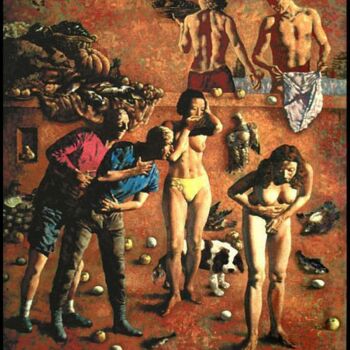 Painting titled "Gourmandise_(Gula)_…" by Anton Solomoukha, Original Artwork