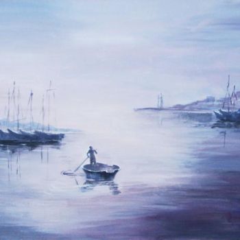 Peinture intitulée "RETOUR AU PORT" par Jany, Œuvre d'art originale, Huile