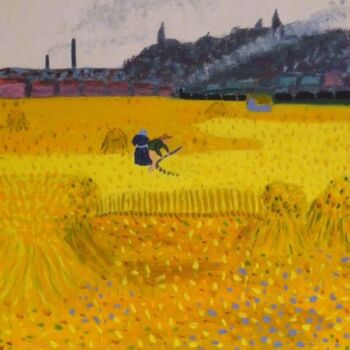 Pintura intitulada "Les moissonneurs de…" por Isabelle C. Bruggimann, Obras de arte originais