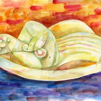 Painting titled "Maltese Goddess II" by Mikemonte, Original Artwork