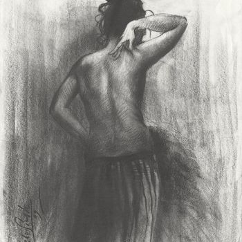 Painting titled "Crayons_Nude_Pose15" by Kishore Singh, Original Artwork, Oil