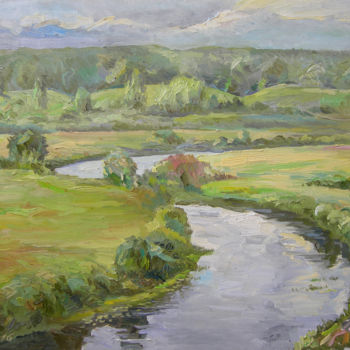 Painting titled "Лукоморье. Река Сор…" by Dmitry Veltishchev, Original Artwork, Oil