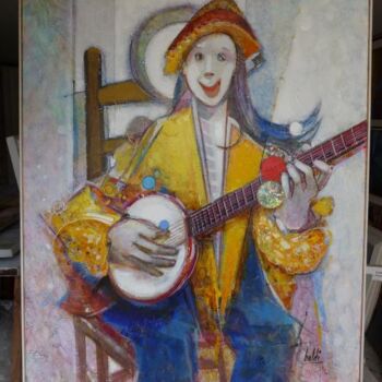 Peinture intitulée "Pierro le musicien" par Pierre Baldi, Œuvre d'art originale