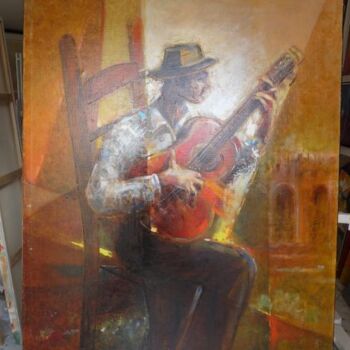 Peinture intitulée "La guitare de pierre" par Pierre Baldi, Œuvre d'art originale