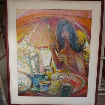 Peinture intitulée "La marchande au par…" par Pierre Baldi, Œuvre d'art originale