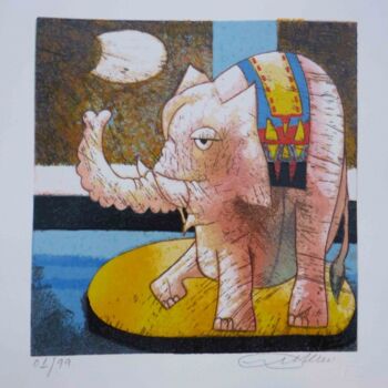 Painting titled "ELEFANTE GOOD LUCK" by Franco Anselmi, Original Artwork, Other