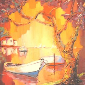 Peinture intitulée "Tamaris en fleurs" par Jacky Dumergue, Œuvre d'art originale, Huile