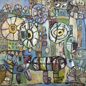Painting titled "watchtowers" by Tuul, Original Artwork