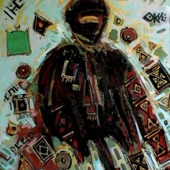 Peinture intitulée "Le targui" par M'Hamed Saci, Œuvre d'art originale