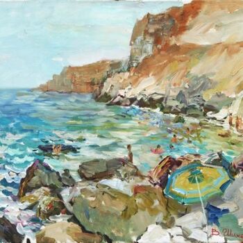 Painting titled "Мыс Фиолент. На пля…" by Vasilii Shikhanov, Original Artwork