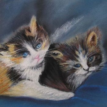 Peinture intitulée "chatons.JPG" par Jeannine Piedfort, Œuvre d'art originale